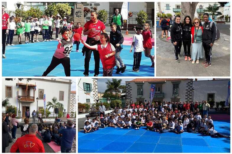 Momento de la jornada de balonmano en la plaza de San Juan (Foto TA)